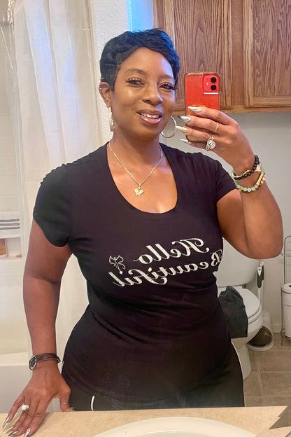 Hello Beautiful’ Fitted T-Shirt